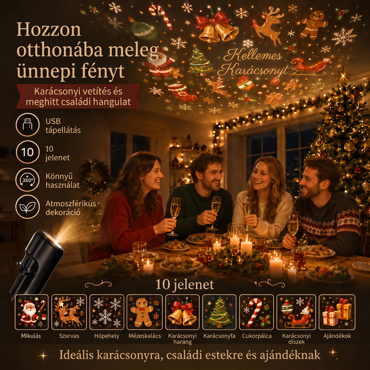 Vitalisys® 5D Intelligens Csillagprojektor 🌌 – Több mint 30 dinamikus jelenet és alkalmazáson keresztüli vezérlés 🍈