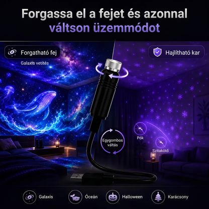 Vitalisys® 5D Intelligens Csillagprojektor 🌌 – Több mint 30 dinamikus jelenet és alkalmazáson keresztüli vezérlés 🍈