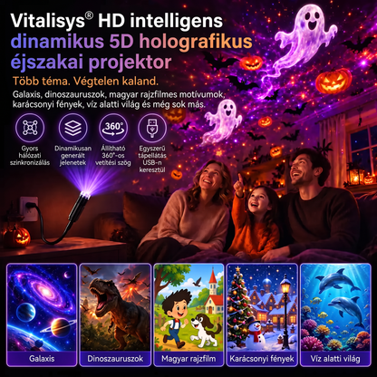 Vitalisys® 5D Intelligens Csillagprojektor 🌌 – Több mint 30 dinamikus jelenet és alkalmazáson keresztüli vezérlés 🍈