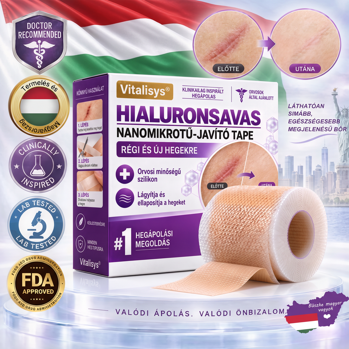 Vitalisys® Hyaluronsavas Nanomikrotű-hegjavító Tapasz🍇