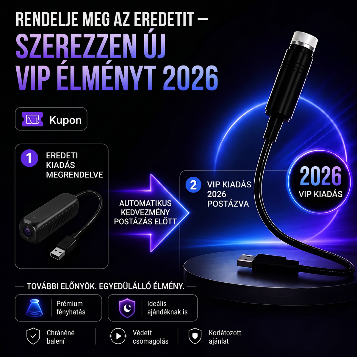 Vitalisys® 5D Intelligens Csillagprojektor 🌌 – Több mint 30 dinamikus jelenet és alkalmazáson keresztüli vezérlés 🍈